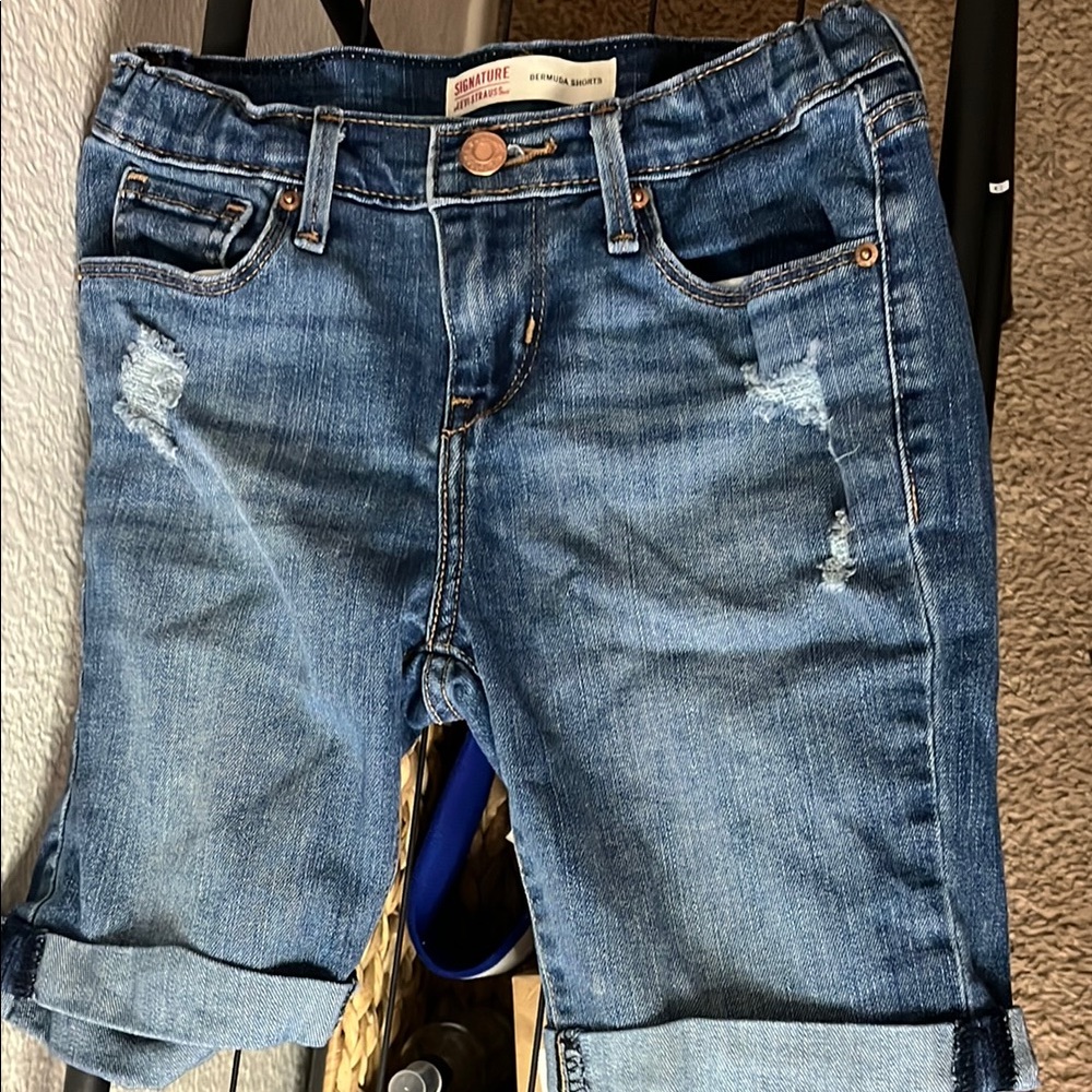 Distressed Denim Shorts